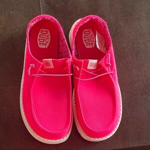 Hey Dude Kids Hot Pink Canvas Slip-On Sneakers
